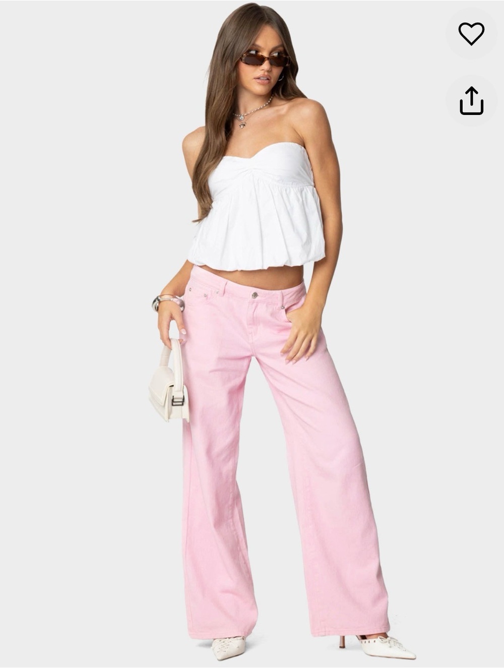 Edikted Light Pink Wide-Leg Jeans